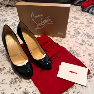 Christian Louboutin Simple Black Patent 100mm Pumps